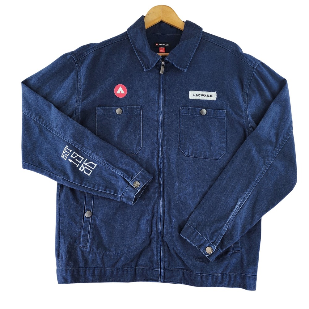 Airwalk Jacket Mens Medium Blue Workwear Zip Up 100% Cotton Denim